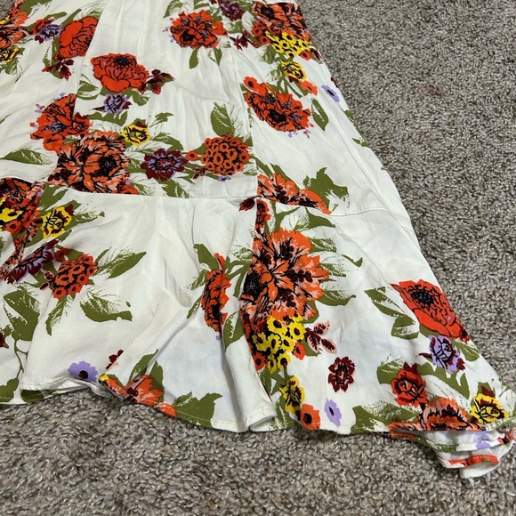 FREE PEOPLE Happy Heart Mini Dress Ivory Orange Floral Women's Size Medium Party - Picture 8 of 9